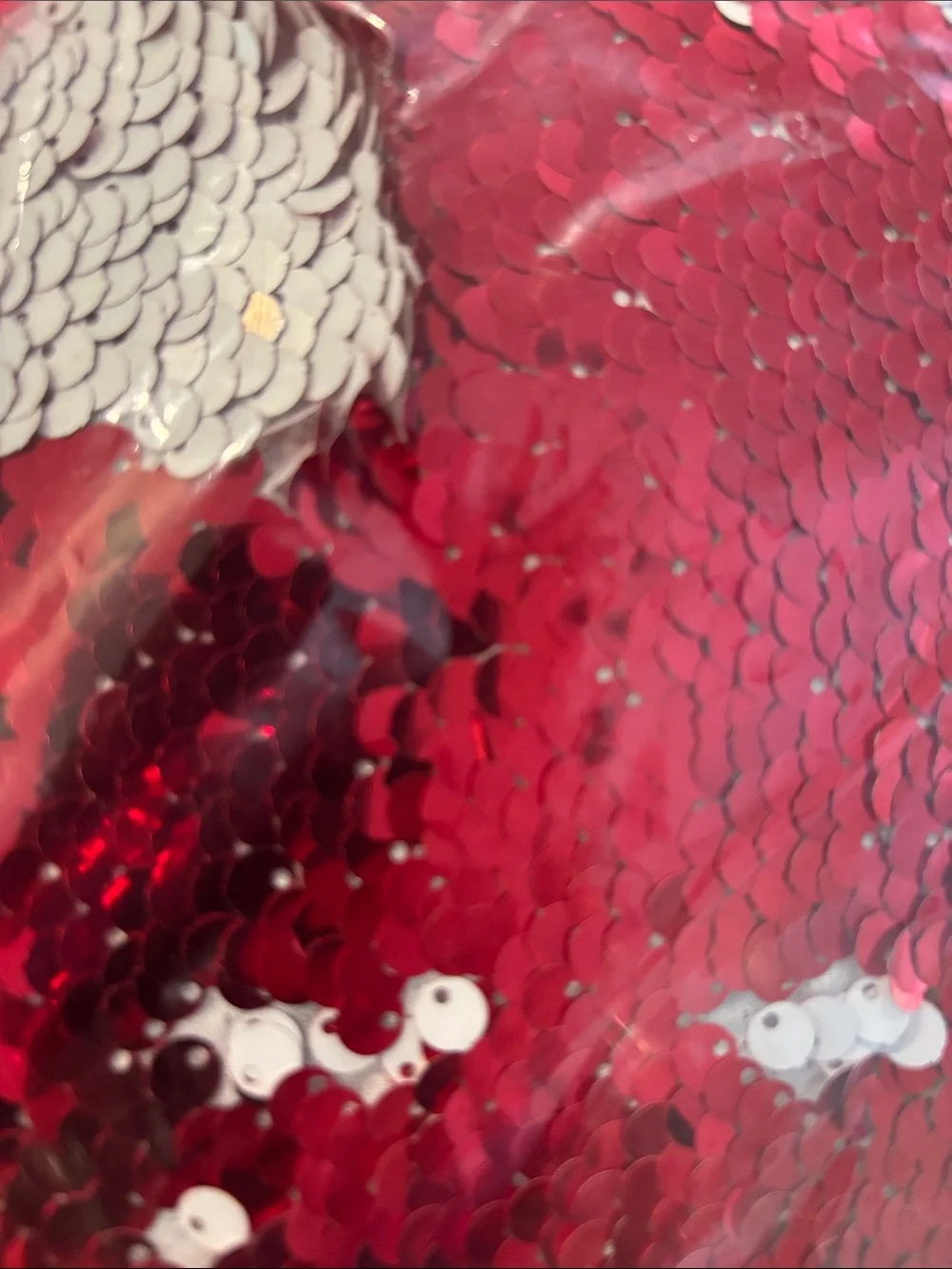 Sequin Pillow - Red and White